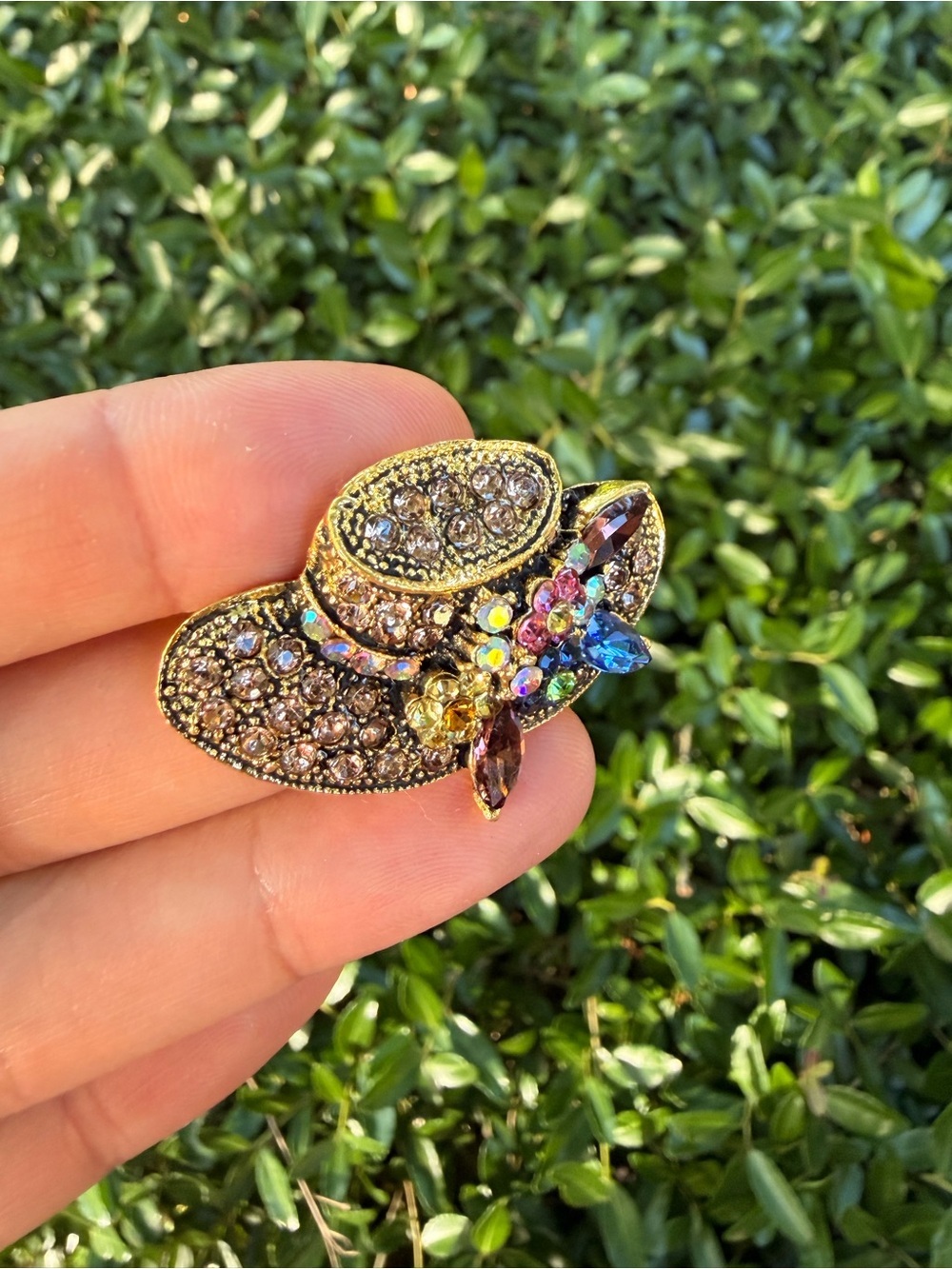 Multicolor Crystal Hat Brooch Pin - Picture 5 of 6
